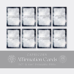 Cartes d'affirmation du Capricorne, Motivation du zodiaque imprimable, Inspiration astrologie, Soins personnels numériques, Horoscope, Sagesse du signe astrologique