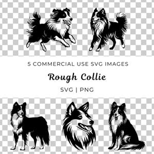 Rough Collie Svg, Vettore cane Collie, Scottish Collie Svg, Vettore cane a pelo lungo, Cane da pastore Svg, Vettore cane da fattoria, Razza di cane fedele Svg