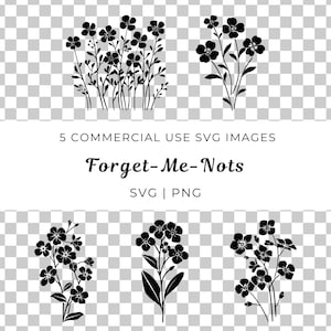 Svg de plante ne m'oublie pas, Svg de composition florale, Svg floral de fleurs sauvages de la nature, vecteur de bouquet de fleurs de printemps, vecteur de fleurs sauvages de printemps