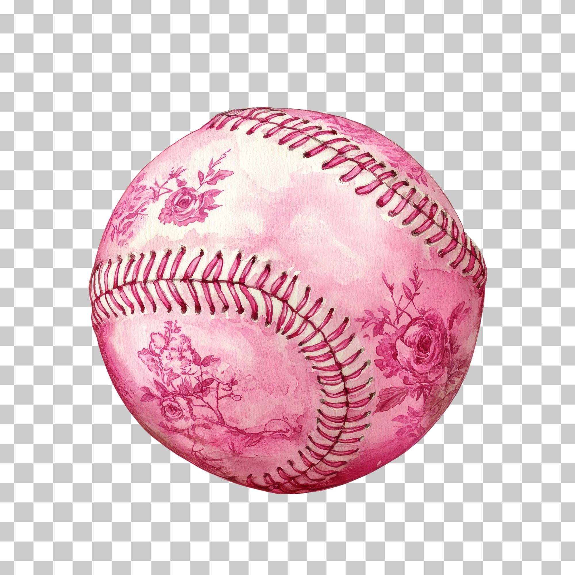 Pink Softball Clipart, Chinoiserie Baseball Pattern (digital Download ...
