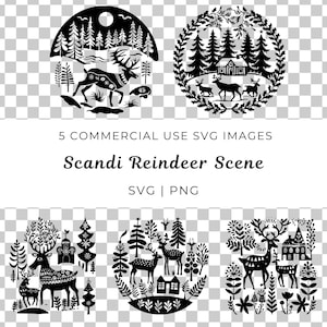Art folklorique scandinave rennes de Noël Svg, Svg de renne scandinave, art folklorique renne Svg, Svg de renne de Noël scandinave, renne nordique