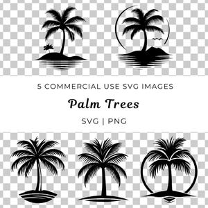 Palmera Svg, Vector de árbol tropical, Palmera de playa Svg, Árbol costero Svg, Palmera de isla Svg, Vector de árbol del paraíso, Hojas de palma Svg, Árbol exótico