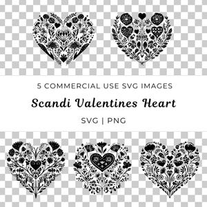 スカンジナビアのフォークアート バレンタイン ハート SVG、かわいいラブ ハート ベクター、ラブ シンボル SVG、ロマンティック ハート SVG、ハート パターン SVG、装飾的なハート SVG