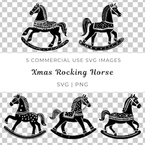 Christmas Rocking Horse Svg, Rocking Horse Svg, Holiday Rocking Horse Svg, Xmas Rocking Horse Svg, Christmas Toy Svg, Vintage Rocking Horse