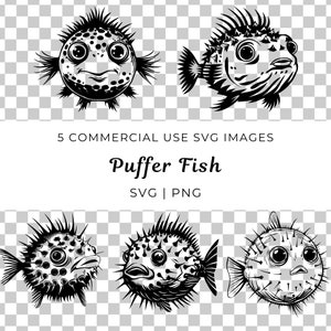 Puffer Fish Svg, Blowfish Svg, Spiky Fish Vector, Cartoon Puffer Fish Svg, Sea Life Svg, Ocean Animal Vector, Cute Fish, Marine Creature