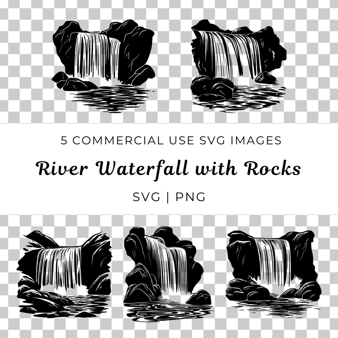 Stream With Rocks Svg River Waterfall Rocks Vector, Nature Landscape SVG PNG (digital ...