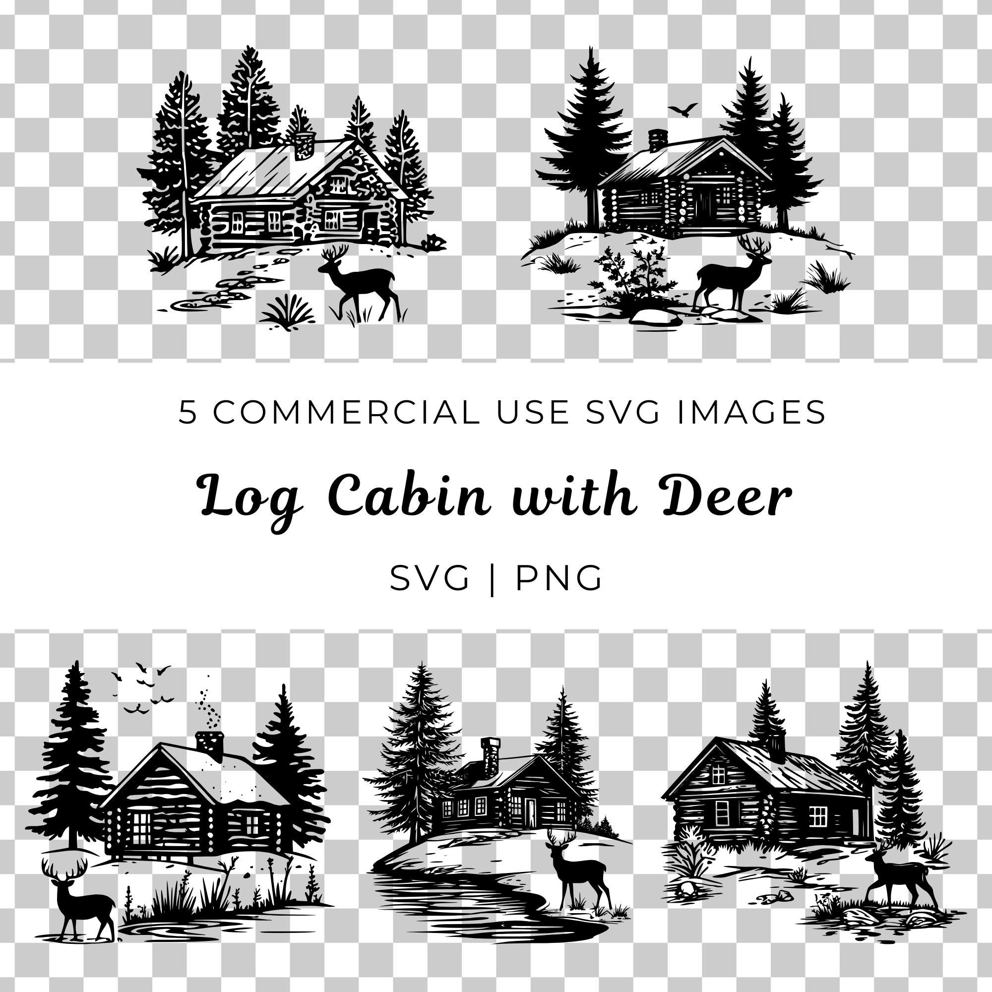 Rustic Log Svg Vector Log Cabin With Deer SVG, Rustic Forest Vector (PNG) - Etsy