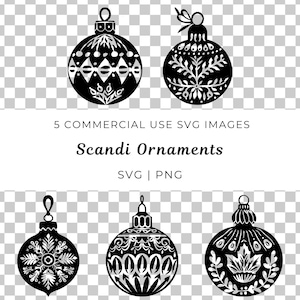 Ornamenti natalizi in stile folk scandinavo SVG, Natale scandinavo, ornamenti natalizi in stile folk, ornamenti natalizi nordici, palline di Natale tradizionali