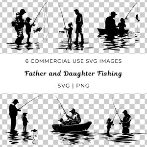 Vater Tochter Angeln geschnitten Datei | Angeln Clipart | Angeln Dad mit svg | Angeln png | Fischer png | Boot auf See | Vatertag svg