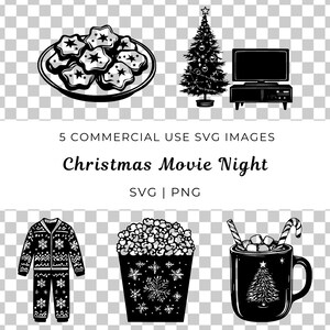 Pacote de Svg de Noite de Cinema de Natal, Svg de Noite de Cinema, Svg de Natal, Svg de Noite de Cinema de Férias, Filme de Natal, Noite de Cinema em Família, Noite de Natal