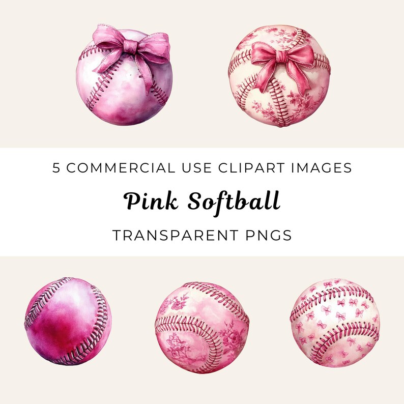 Pink Softball Clipart, Chinoiserie Baseball Pattern (digital Download ...