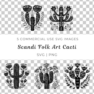 Art folklorique scandinave cactus Svg, vecteur de cactus scandinave, art folklorique cactus Svg, vecteur de cactus Boho, cactus floral Svg, art folklorique suédois Nature Svg