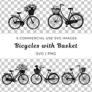 Fahrrad mit Korb SVG, Vintage Fahrrad SVG, Retro Fahrrad Vektor, Floral Fahrrad, Fahrrad mit Blumen Vektor, rustikales Fahrrad, Fahrraddesign