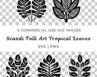 Vettore di foglie tropicali di arte popolare scandinava, SVG PNG (download digitale)