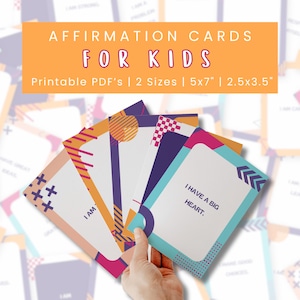 Cartes d'affirmation pour les enfants, Cartes pour enfants positifs, Cartes de confiance des enfants, Cartes édifiantes, État d'esprit de croissance, Cartes pour enfants heureux, Cartes de soutien pour enfants