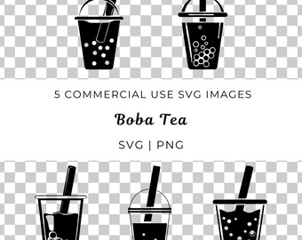Boba Tea SVG Clipart, Milk Tea Designs (Digital Download