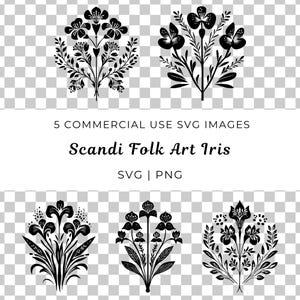 Boho inspirado em Scandi, floral simbólico Svg, arte popular minimalista escandinava, vetor de íris, Hygge Nordic Cottagecore Botanicals, gráficos rústicos
