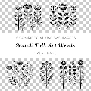 Scandi volkskunst onkruid Vector, volkskunst onkruid Vector, Scandi botanische onkruid Svg, natuur onkruid Svg, op de natuur geïnspireerde Svg, tuinieren Vector