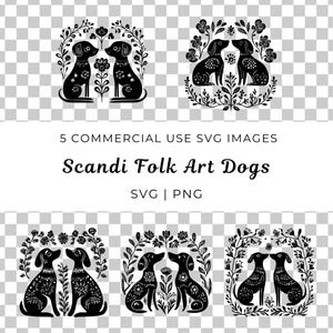 Vettore di cani di arte popolare scandinava, vettore di cane scandinavo, cane di arte popolare Svg, vettore di cane nordico, cane boho Svg, cane dei boschi Svg, vettore di cane carino