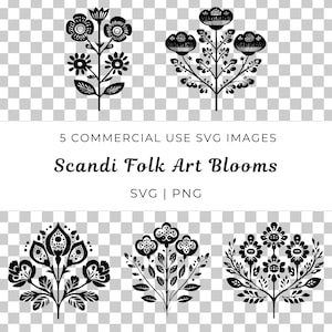 Vecteur de fleurs d'art folklorique scandinave, vecteur de fleurs nordiques, Svg de fleurs scandinaves, vecteur d'art folklorique floral, Svg de fleurs folkloriques, vecteur de fleurs minimales