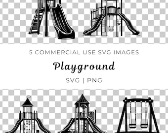 Playground SVG Bundle, Swing, Slide, Play Park (Digital Download)