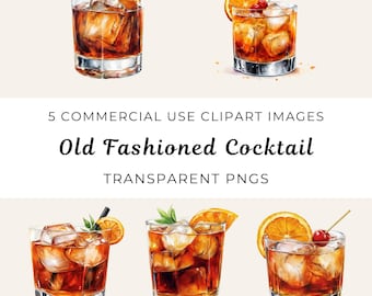 Old Fashioned Cocktail Clipart, Signature Drinks Png, Signature Cocktail Clipart, Old-Fashioned Classic Cocktail, Watercolor Cocktail Png,