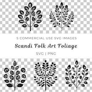 Art folklorique scandinave feuillage vecteur, art folklorique feuilles Svg, verdure vecteur Svg, verdure scandinave Svg, feuillage nature Svg, feuilles naturelles Svg