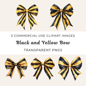Fiocco giallo e nero Coquette Png, Fiocco a righe nere e gialle Clipart, Stile Coquette Png, Fiocco elegante Png, Nastro giallo e nero Png