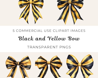 Yellow and Black Coquette Bow Png, Black and Yellow Striped Bow Clipart, Coquette Style Png, Elegant Bow Png, Yellow and Black Ribbon Png