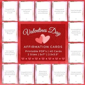 Valentines Day Affirmation Cards, Printable PDF, Self Love and Self Care, Manifesting and Attract Love , Positive Reminders, Digital