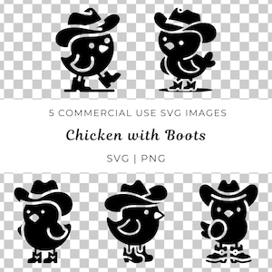 Cowboy Huhn mit Stiefeln SVG, Huhn SVG Bundle, lustiges Huhn SVG, Bauernhof Tier SVG, Baby Küken SVG, Bauernhaus SVG, niedliches Huhn Vektor