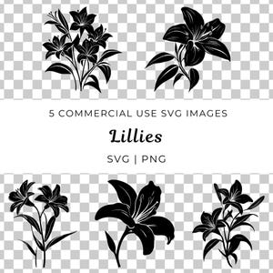 Lily Svg, Flower Svg, Lilies Vector, Elegant Lily Svg, Botanical Svg, Floral Design Svg, Spring Lily Svg, Garden Lily Vector, Exotic Flower
