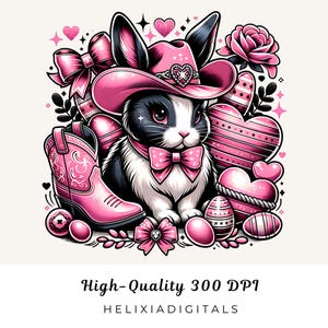 Western Easter Bunny PNG, Country Easter Png, Cowboy Boots Easter Coquette Png, Retro Easter Shirt Png, Coquette Cowgirl Easter Png