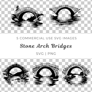Stone Bridge Svg, Arch Bridge Vector, Historic Bridge Vector, Medieval Bridge Vector, River Crossing Vector, Stonework Bridge Vector