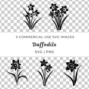 Påskliljablomma SVG, botanisk vårblomma Clipart (digital nedladdning)