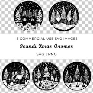 Gnome scandinave SVG, svg nain de Noël scandinave, gnomes de vacances art folklorique, svg lunatique gnome de Noël, scène de nain d'hiver confortable svg