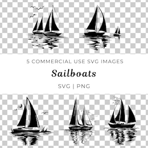 Svg de voiliers classiques, vecteur de scène de voilier, Svg nautique, voilier, voilier vintage, vecteur maritime, voile vintage, motomarine Svg