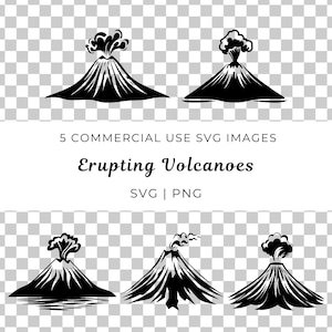 Erupting Volcanoes Svg, Hawaii Volcanoes Svg, Volcanic Eruption Digital Download, Nature SVG, Iconic Volcano Clipart, Volcano Vector