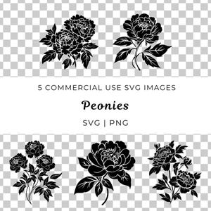 Peony Flower Svg, Peony Floral Vector, Elegant Peony Svg, Peony Blossom Vector, Peony Graphic Svg, Vintage Peony Vector, Floral Peony Svg