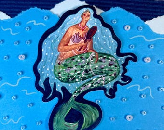 Pegatina de vinilo de sirena / Pegatina de sirena