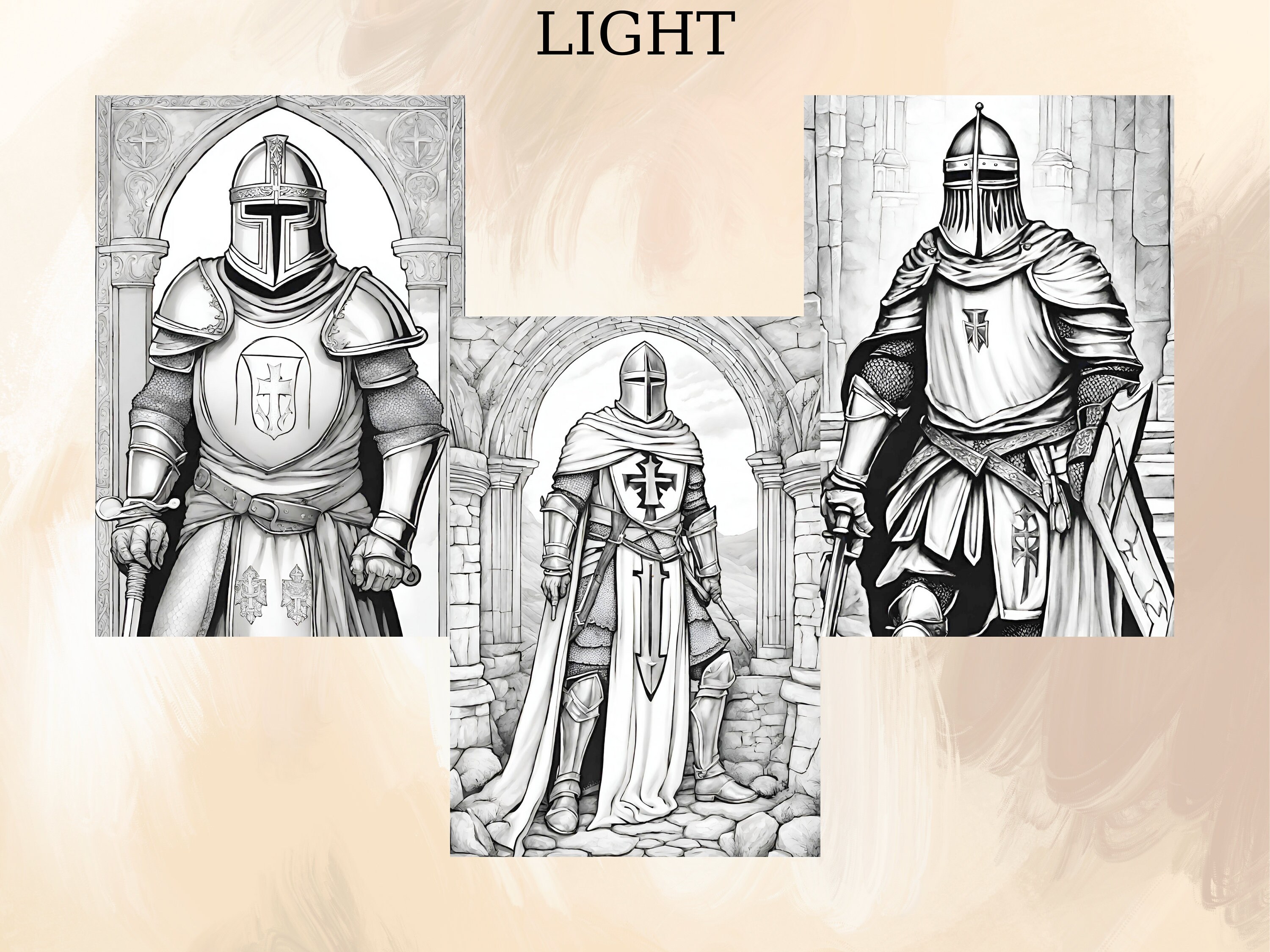 30 Pages Knights Templar Design Coloring Book Printable PDF - Etsy