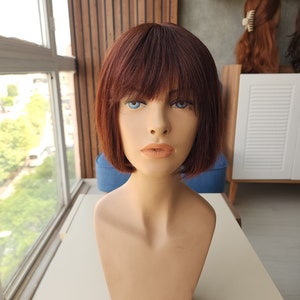 100% Human Hair Wig, 4.5cm Skin Top Closure, 30Cm Auburn Wig for Women