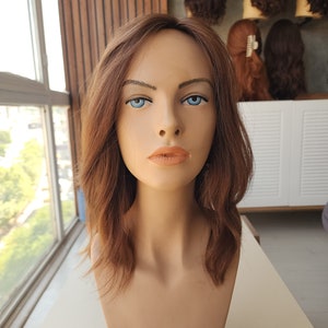 Elegant Women&#39;s Wig - 100% Human Hair, Ash Brown (#7.1), 40-45 cm Length