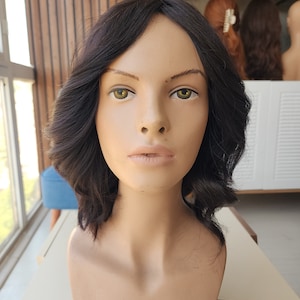 Elegant Women&#39;s Wig - 100% Human Hair, Rich Dark Brown (#2), 35-40 cm