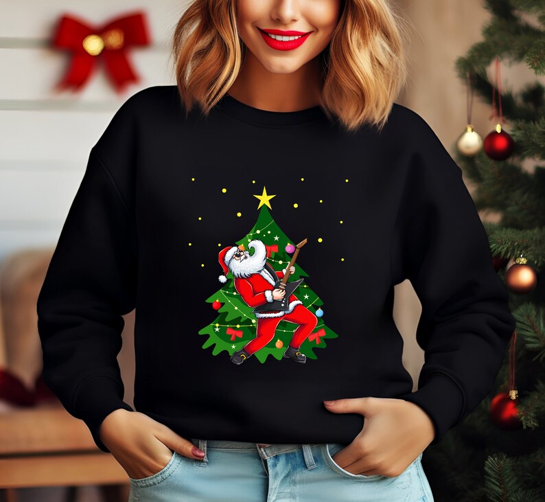 Embroidery Design Rocker Santa Christmas Rock Star Santa Svg Png, Rockin Around the Christmas Tree Svg ...