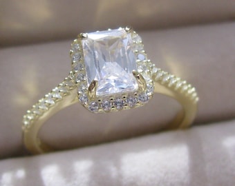 Filigraner Ring mit stein Zirconia für jeden Tag 925 Sterling Silber 14K Vergoldet, Für Damen