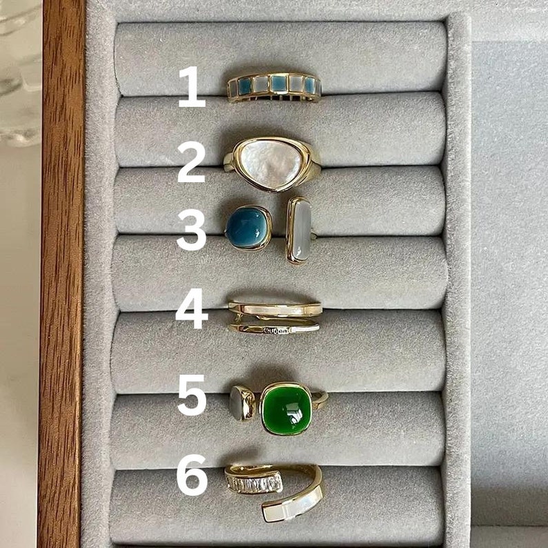 Unregelmäßige offene Ringe Mondstein, Fingerringe für Frauen Mädchen, Verstellbare Ringe Gold