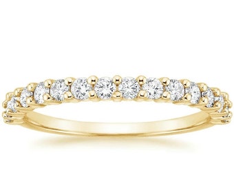 Filigraner Stapelband Gold Ring mit Zirkonia steinen für jeden Tag 925 Sterling Silber 14K Vergoldet