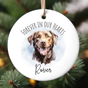 Custom Chocolate Lab Memorial Ornament, Personalized Labrador Retriever Keepsake, Pet Death Sympathy Gift, In Loving Memory, Rainbow Bridge