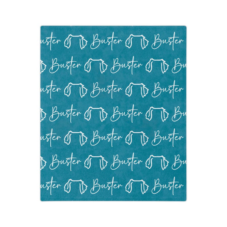 Personalized Golden Retriever Blanket, Custom Dog Ear Line Art Fleece